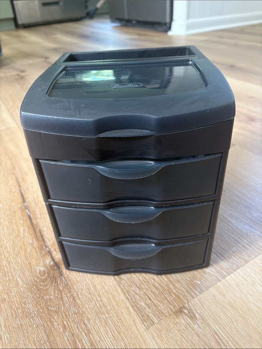 Stackable 3-Drawer Black Plastic Desktop Organizer